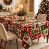 Christmas Checkered Print Tablecloth Waterproof Stain-Resistant Oil-Resistant for Dining Tables