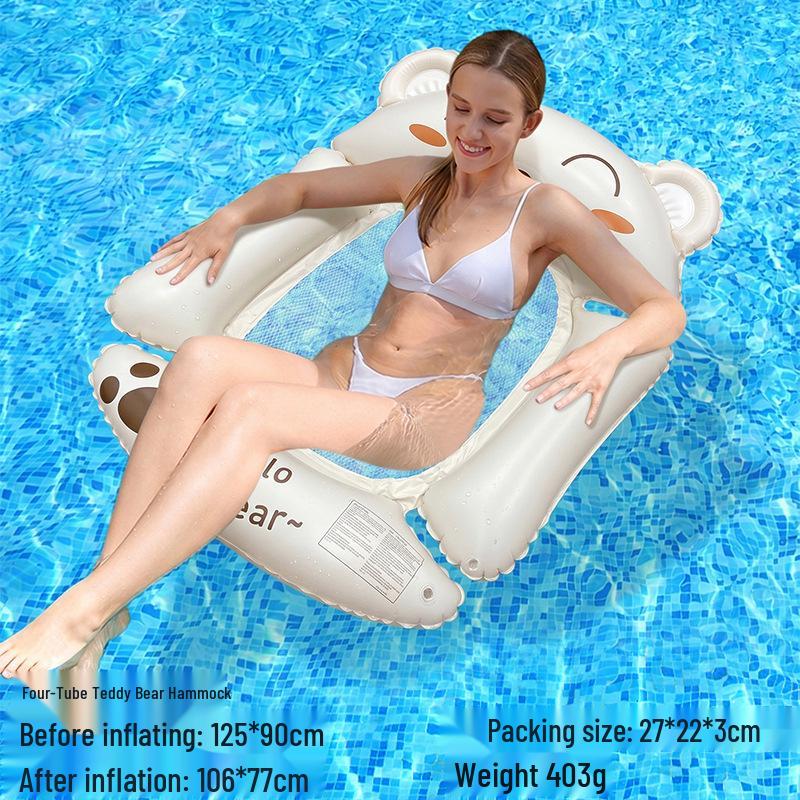 Tumbona Flotante Inflable Plegable Transfronteriza con Respaldo y Malla