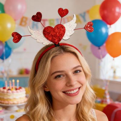 Tiara de Dia dos Namorados para Mulheres Acessório de Cabelo Coração de Amor com Glitter para Dia dos Namorados Casamento Festa de Aniversário Suprimentos