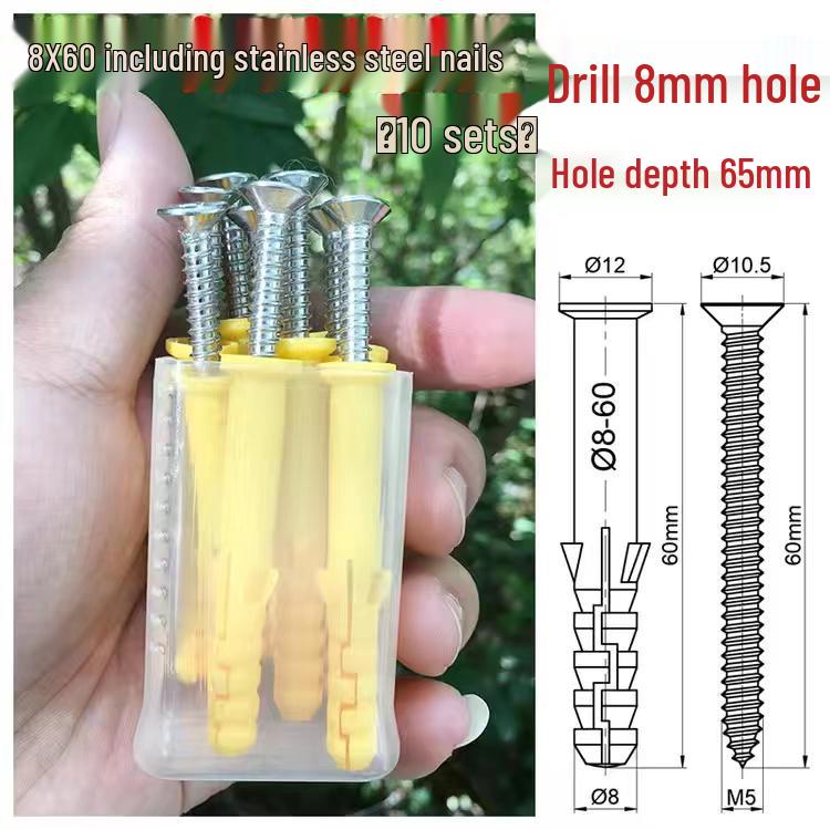 Home Use Mixed Pack: Yellow Plastic Expansion Tubes, Zinc Nails, Stainless Steel Screws