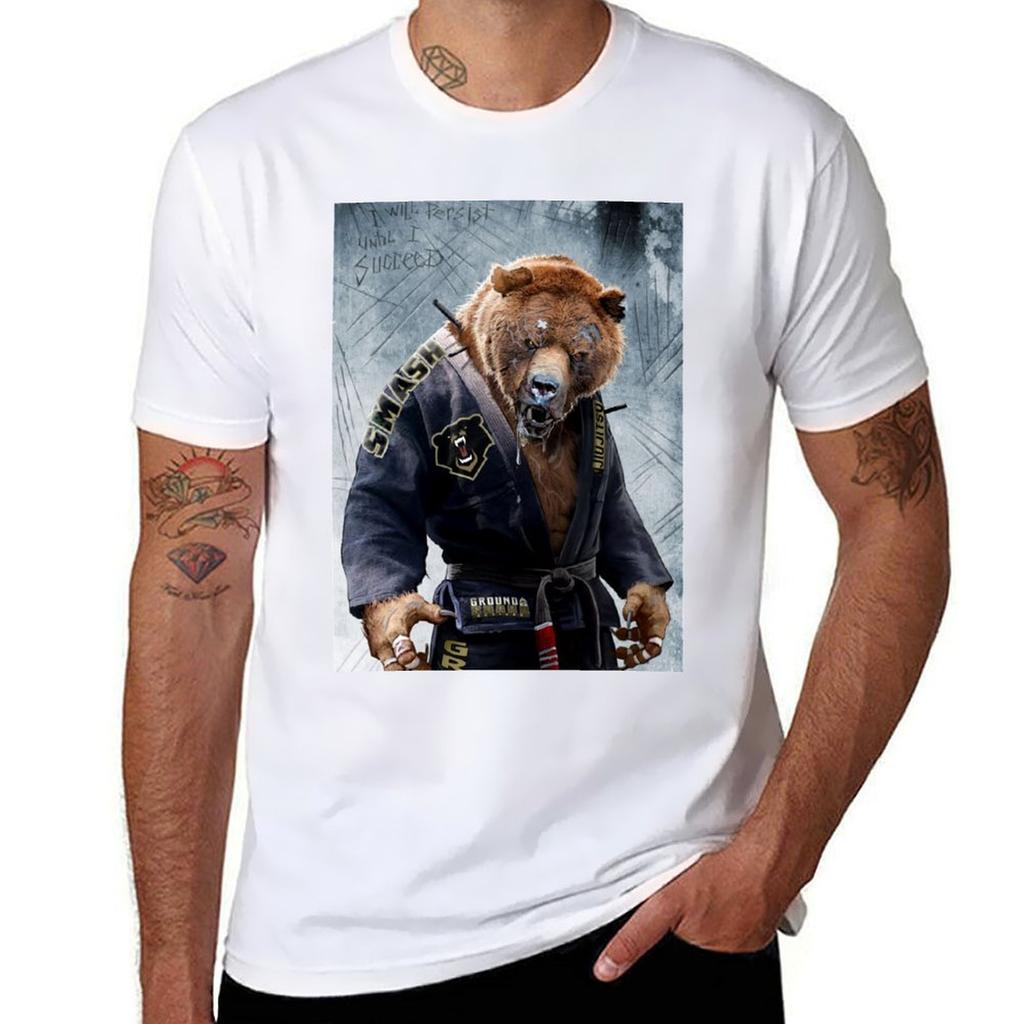 Grizzly Jiu Jitsu Long TShirt AntiFade Casual Tee Shirt