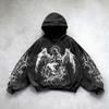 Y2K Retro Punk Solid Color 3D Printed Hoodie Streetwear Unisex Oversized Zip-Up Sweatshirt Teens