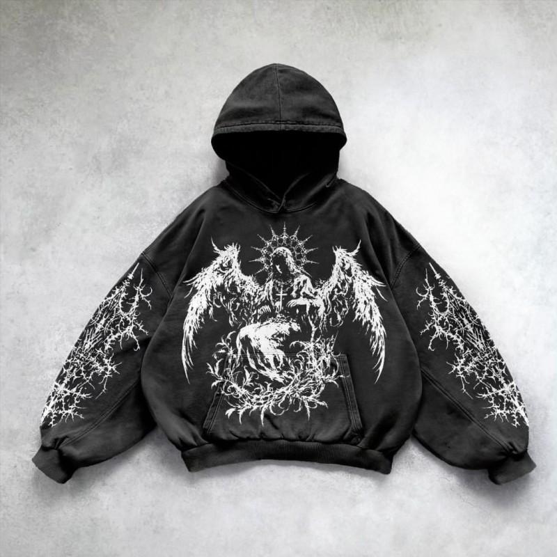 Y2K Retro Punk Solid Color 3D Printed Hoodie Streetwear Unisex Oversized Zip-Up Sweatshirt Teens