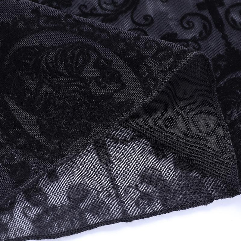 AltGoth See Through Mesh Pants Women Dark Gothic High Waist Lace Flare Pants Vintage Streetwear Fairy Grunge Race Trousers Femme