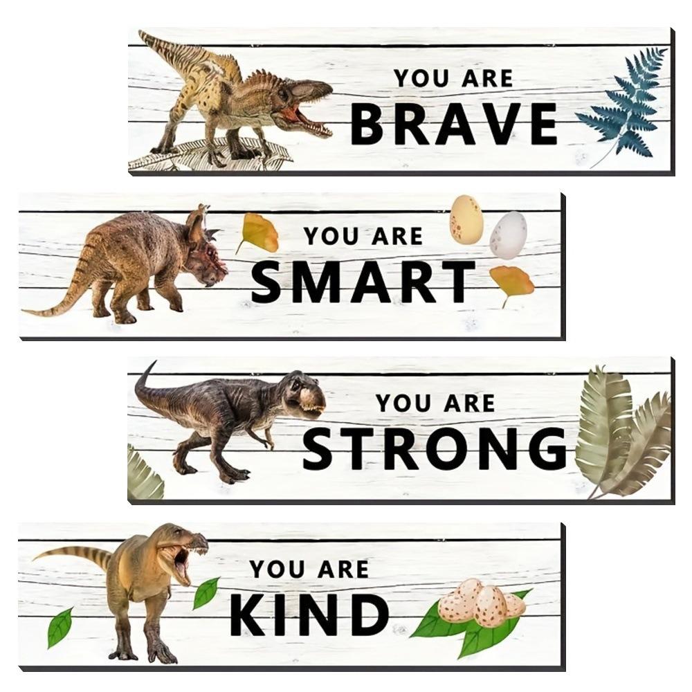 

4Pcs Vintage Dinosaur Hanging Doorplate Creative Wall Signage Door Pendant Background Prop 4 Pcs