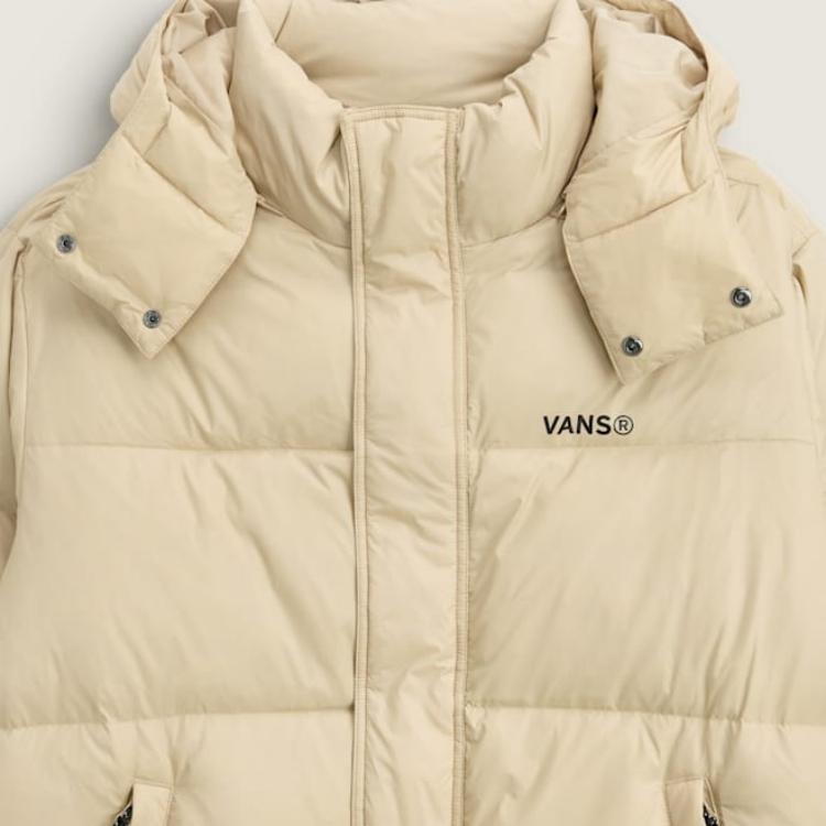 Vans Jachetă Puf cu Glugă Mânecă Lungă Culoare Solidă Prietenoasă cu Pielea Jachetă Unisex Bej VN000RVT4MG