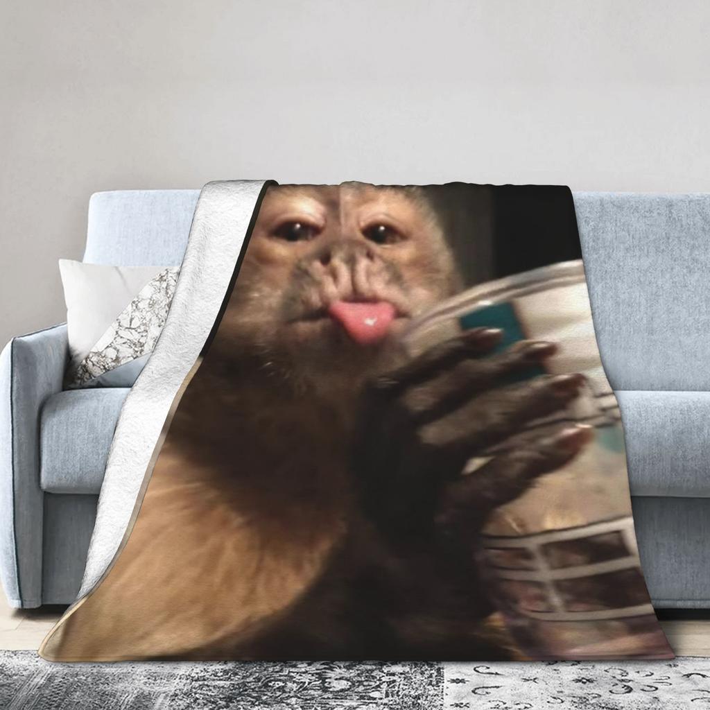 Funny Monkey Cartoon Accessories Fashion Blanket Warm Cozy Fluffy  Throw Fashion Blankets for Bed es Multi-size Throws And Fashion Blankets