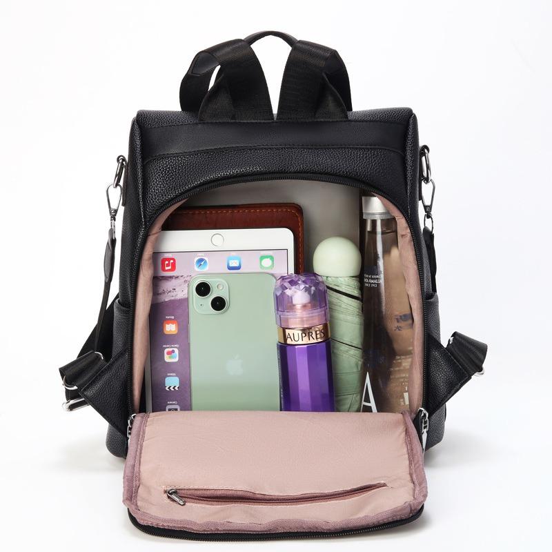 Lychee Pattern Soft Leather Anti-theft Backpack New Simple, Lightweight Large-capacity Backpack Casual Backpack