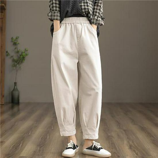 Women s Slimming Cropped Loose-Fit Wide-Leg Cargo Harem Pants Large (up to 150 lbs)