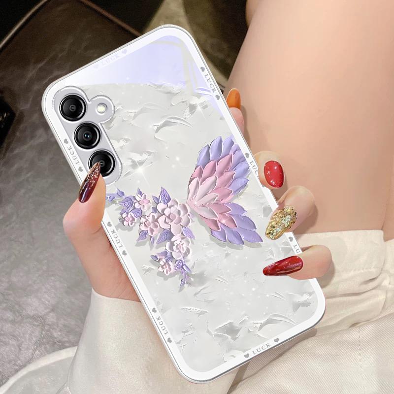 Blumenförmiges Schmetterlings-Glas-Handyhülle für Samsung Galaxy A14 4G 20 30 52 20S 21S 22 A32 33 34 42 50 51 53 54 70 71 72 73 5G
