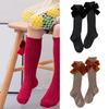 1 Paar Süße Baumwoll-Wadenlange Socken Mit Schleifenmuster-Design Für Kleine Mädchen Alltagsparty
