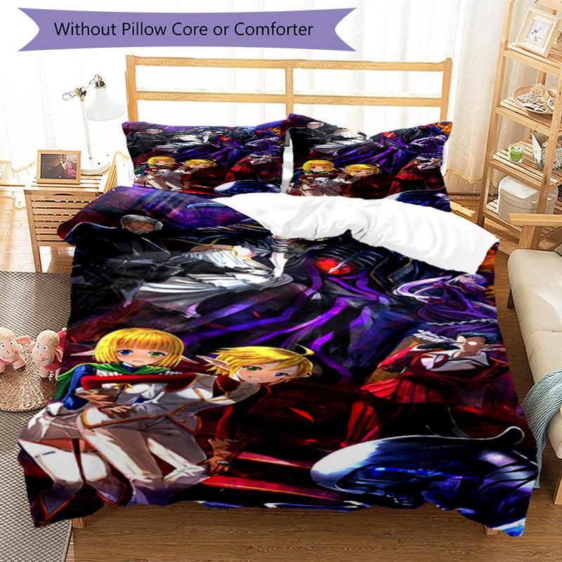 3pcs Overlord Bedding Set Duvet Cover Closure Includes 1 Duvet Cover & 2 Pillowcases, Soft and Comfortable for All Seasons.