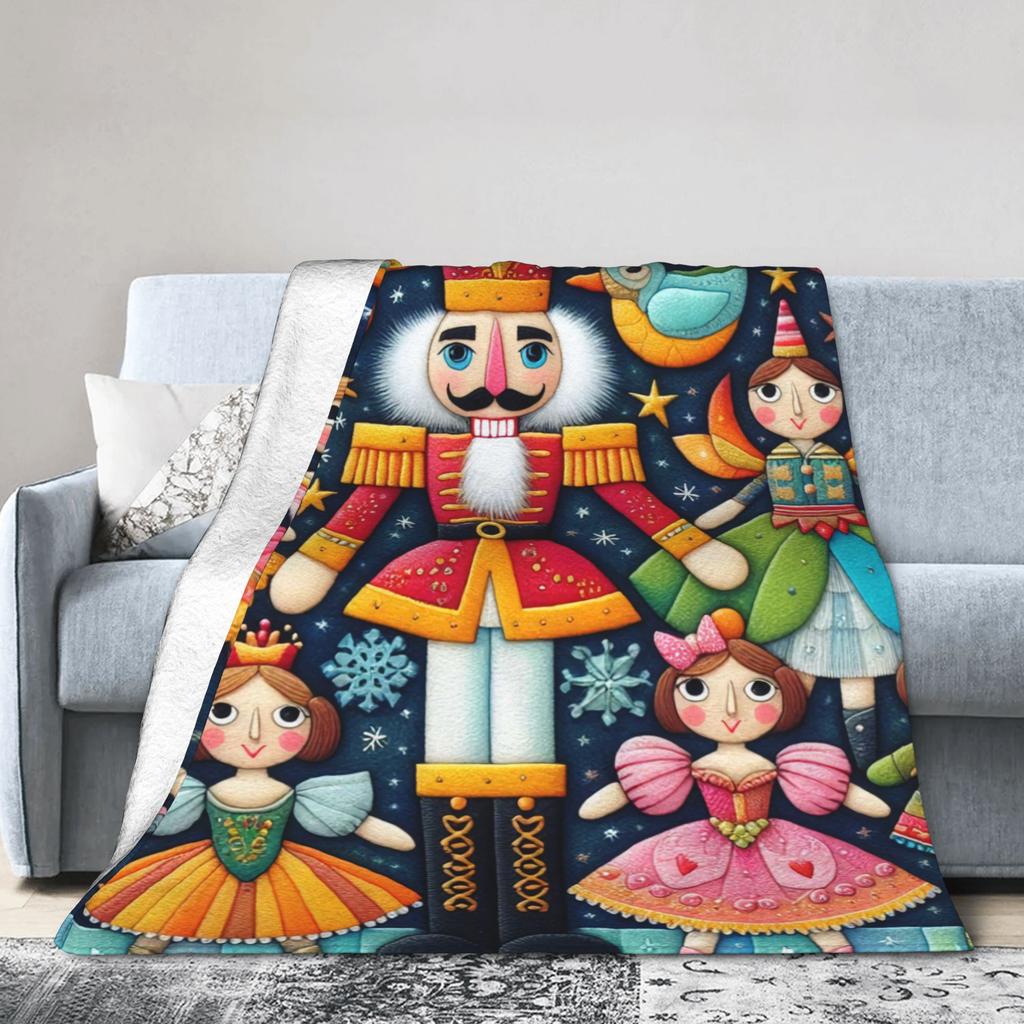 Christmas Nutcracker Flannel Blankets Spring  Soft Throw Blanket for Girls Boys Living Room Print Bedspread Sofa Bed Cover