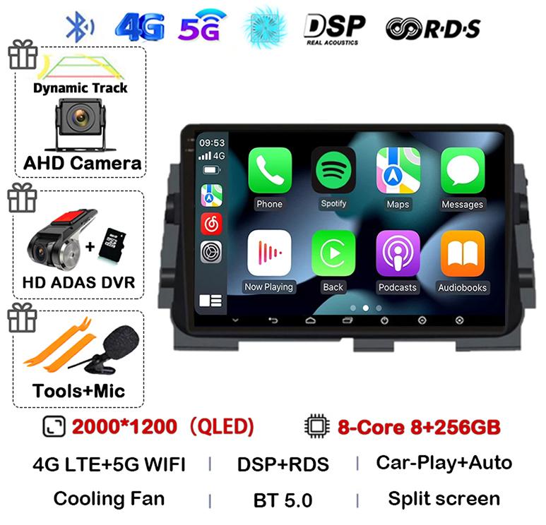 Android 14 Wireless Carplay+Auto For NISSAN MICRA KICKS 2017 2018 2019 Car Radio Multimedia DSP Video Player GPS Navi 360 Camera