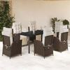 VidaXL 7-Piece Garden Dining Set with Cushions, Table and Chairs with Adjustable Backrest, Outdoor Furniture, 3213417