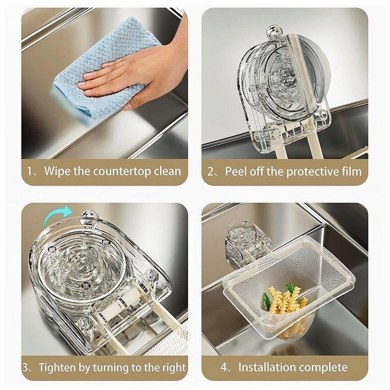 Sink Strainer Basket With 200 Mesh Filter Bags,Multi-Function Hanging Colander & Foldable Food Waste Catcher For Kitchen