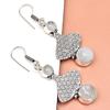 925 Silver Moonstone Earrings Sterling Jewelry Rainbow Earring Natural Gemstone