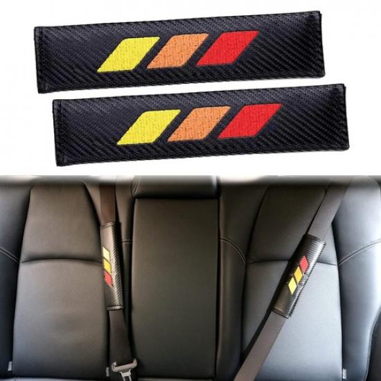 2pcs For Toyota Rav4 Yellow Carbon Fiber Leather Car Seat Belt Shoulder Pads