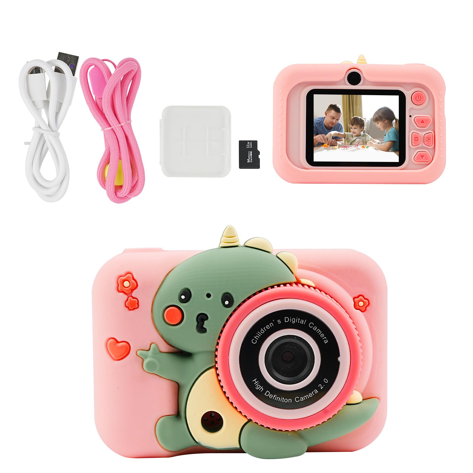 

Tanosimi Kids 1080P HD Video Toy Camera with IPS 4x USB Dual Digital Selfie Camera for Boys and Ages Day Birthday Includes 32GB Memory Japanese розовый