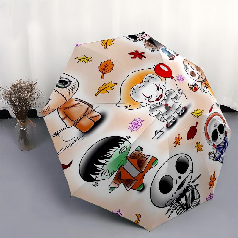 1pc Halloween Horror Characters Umbrella with Plastic Handle,Suitable for All Seasons Home Travel Outdoor UmbrellaM1350