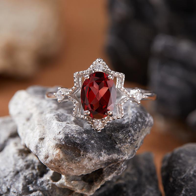 Natural Color Treasure Garnet Topaz Peridot Amethyst Ring Women'S S925 Sterling Silver Index Finger Ring