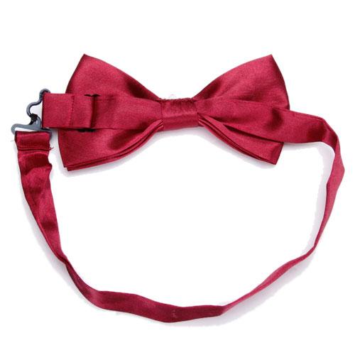 Men's Tuxedo Bow Tie Satin Pure Bowtie Party Wedding Wine Red