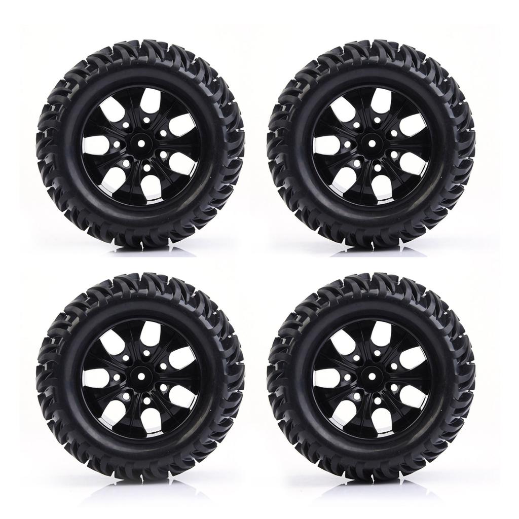 4Pcs Y shaped Tyre Pattern Rubber Tires With Hubs for 110 Scale RC Truck Car (7 Holes)
