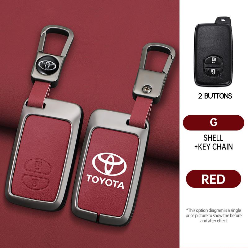 Zinc Alloy Leather Car Remote Key Case Holder Shell For Toyota Aqua RAV4 Land Cruiser Camry Prado Corolla Prius Keyless Keychain
