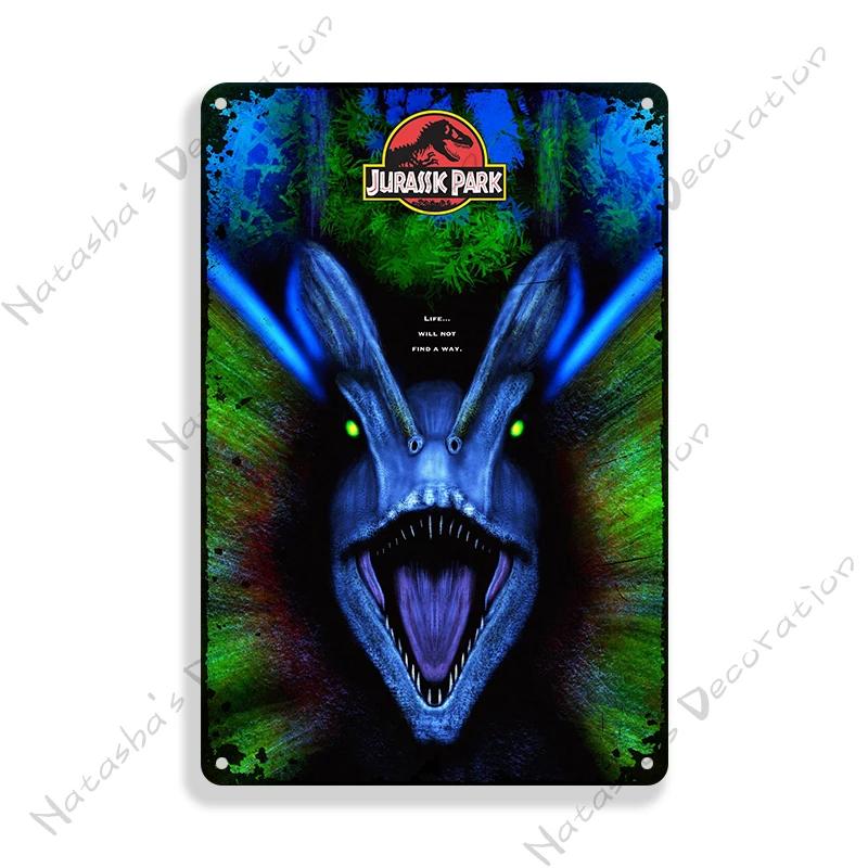 Classic Movie Poster Jurassic Park Metal Sign Retro Poster Vintage Metal Plaque Rusty Metal Sign Club Bar Cafe Industrial Decor