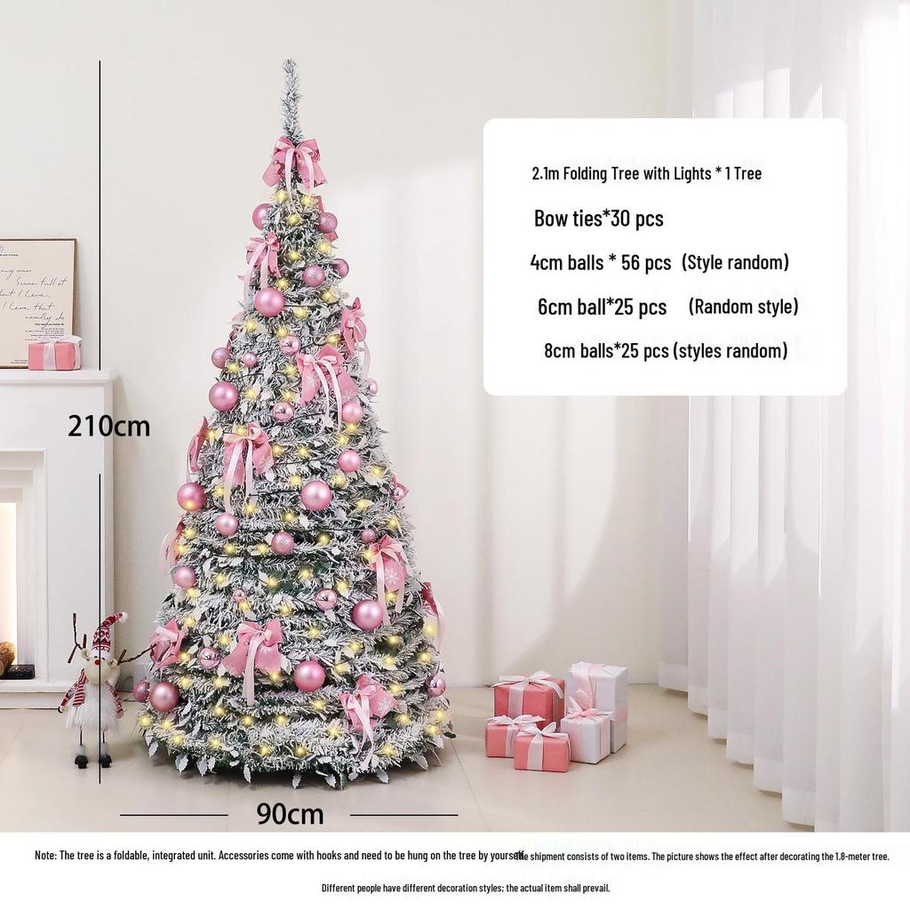 Luminous 1.8m Flocked Snow-Falling Retractable Christmas Tree for Home or Mall Decoration