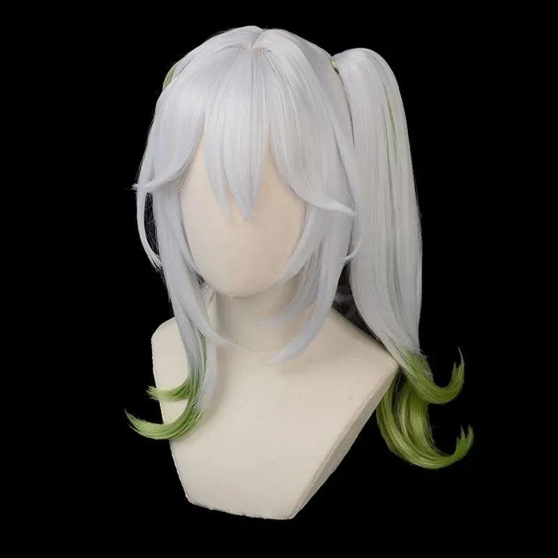 Cosplay Accessory - Shumi Grass Wig - Silver-white with Gradient To Light Green Ponytail Cosplay Wig