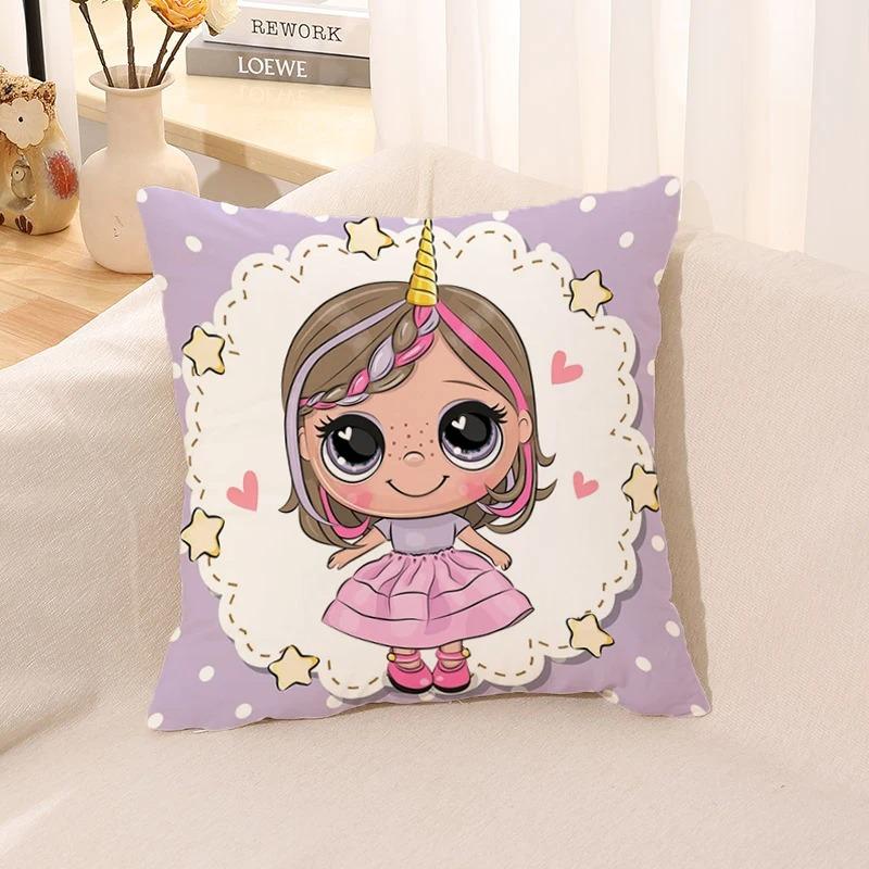 Süßes Mädchen Kleine Prinzessin Bedruckter Kissenbezug Kinderspiel Kinderzimmer Wohnzimmer Sofakissenbezug Heimdeko Geschenk