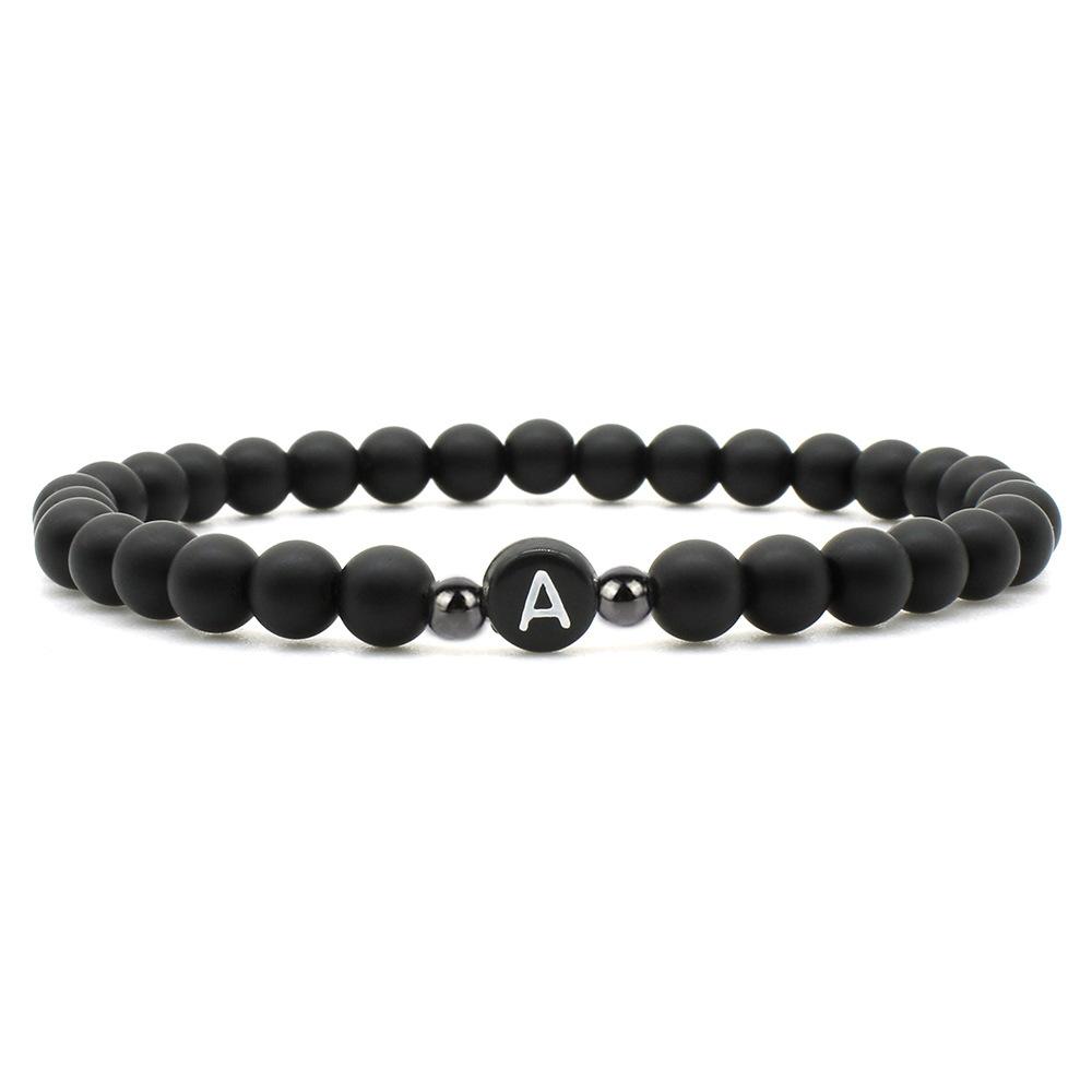 

JYL TS Bracelet Letter & Bead Combination Boosts Harmony And Positive Vibes Black+A виноградний