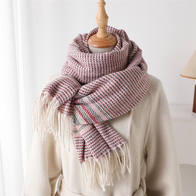 62*200cm Big Size Winter Plaid Cashmere Blanket Women Scarf Design Thick Warm Pashmina Shawl Wraps Tassel Poncho Stoles Echarpe