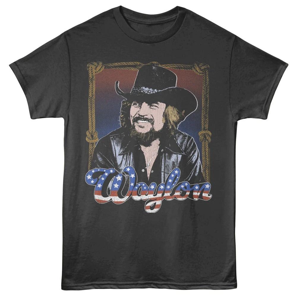 Waylon Jennings Outlaw Country Singer Americana Roped Frame Photo Men s T shirt XL
