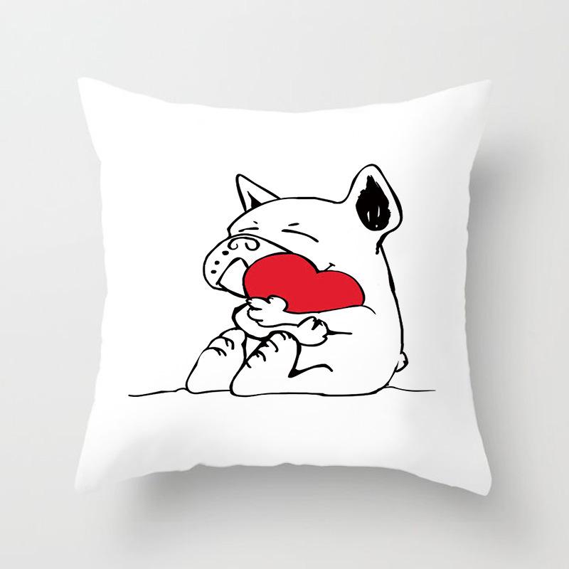 Animal Cushion Pillowcase Cartoon Couple Dog Office Pillowcase Car Cushion Waist Pillow