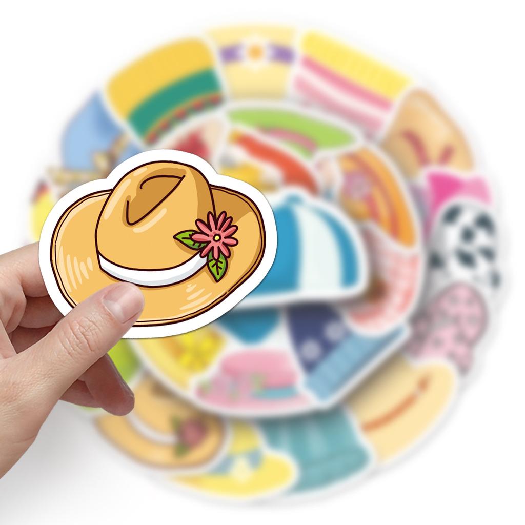 50 Hats Doodle Personality Cartoon Cute Children's Goo Card DIY Milk Tea Cup Suitcase Sticker Waterproof