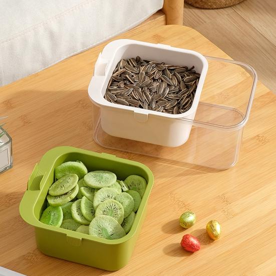 2-Layer Snack Box Fruit Bowl with Drain Basket Desktop Snack Bowl with Phone Holder Slot for Enjoying Nuts Candies Desserts Fruits