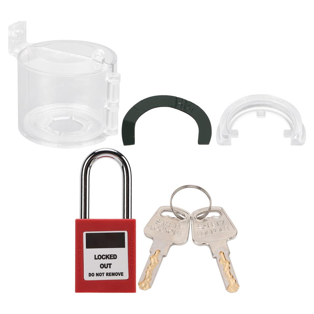 Emergency Stop Button Cap Detachable Cover Waterproof with 38mm Padlock for Industrial Chemical