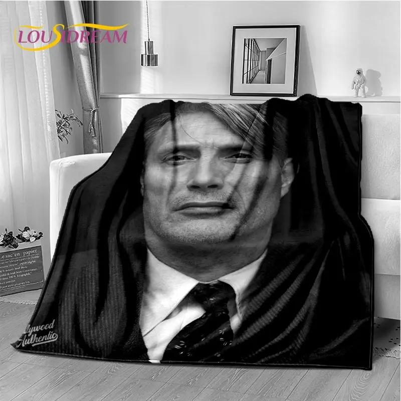 3D Mads Mikkelsen Schauspieler Star Weiche Plüschdecke, Flanelldecke Überwurfdecke für Wohnzimmer Schlafzimmer Bett Sofa Picknick Abdeckung Kinder