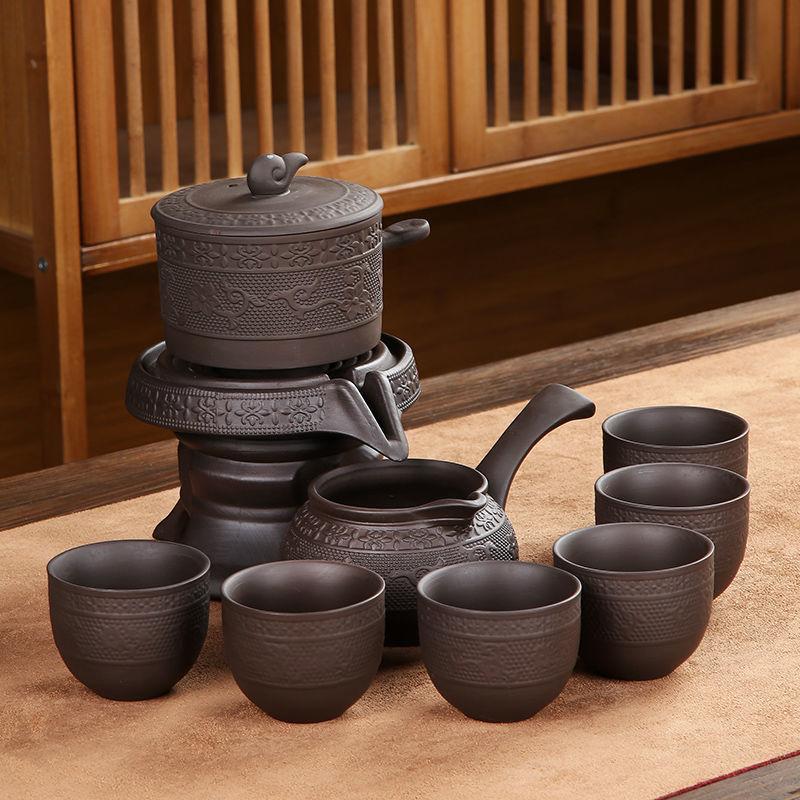 8-teiliges Set Halbautomatische Teesets Chinesisches Keramik-Teeset aus lila Ton Teetasse Das Kung-Fu-Teekannenset