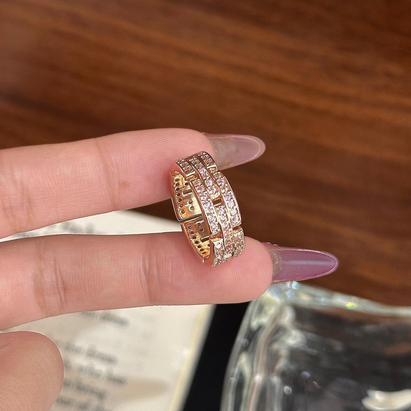 Взрывной темперамент Xiaohongshu личность креативный открывающийся регулируемый кольцо Seiko полное бриллиантовое неправильное кольцо