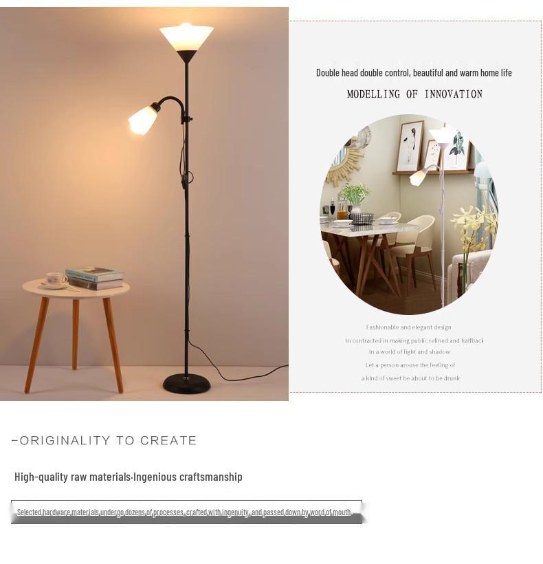 Nordic Modern Double-Head Floor Lamp: Minimalist Luxury for Living Room and Bedroom