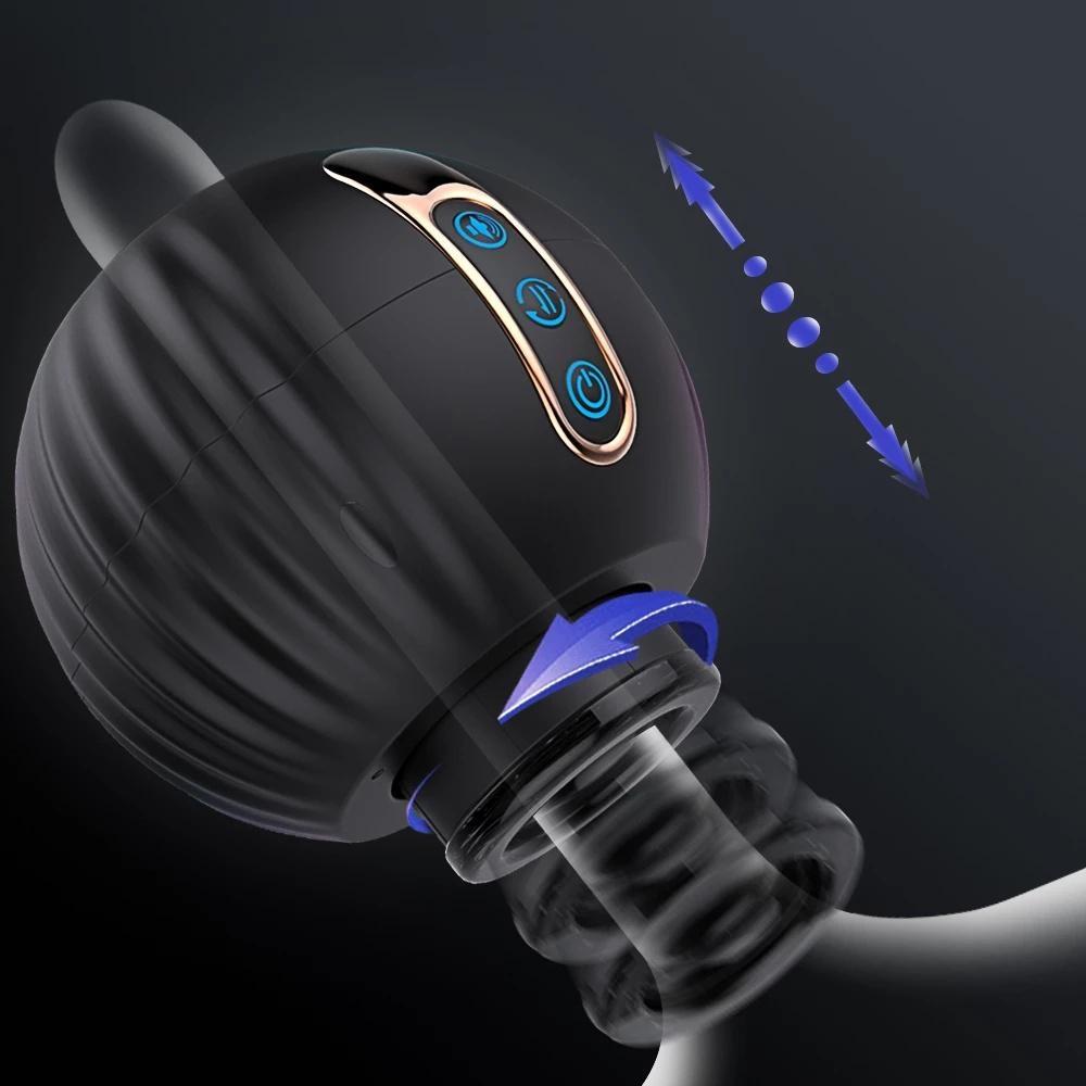 Gresskar Masturbator Auto Roterende Mannlig Masturbator Uttrekkbar Mannlig Masturbator Simulert Oralsex Maskin Voksen Sexleketøy