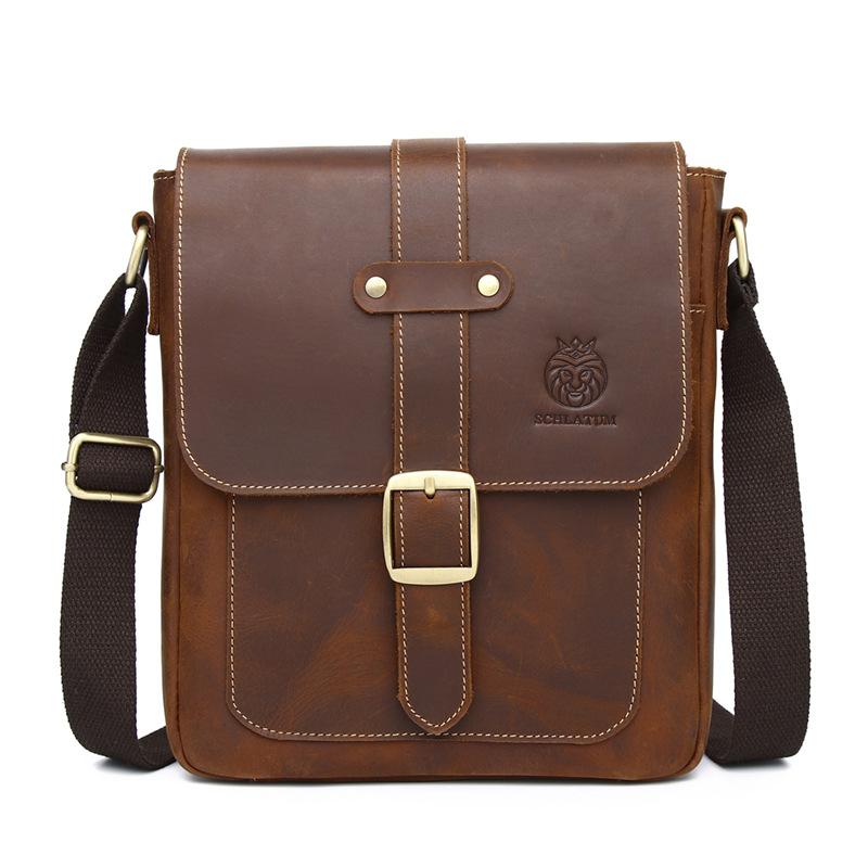 

Модная одноплечевая сумка, мужская сумка в стиле ретро, из натуральной кожи, мужская сумка через плечо кофейный