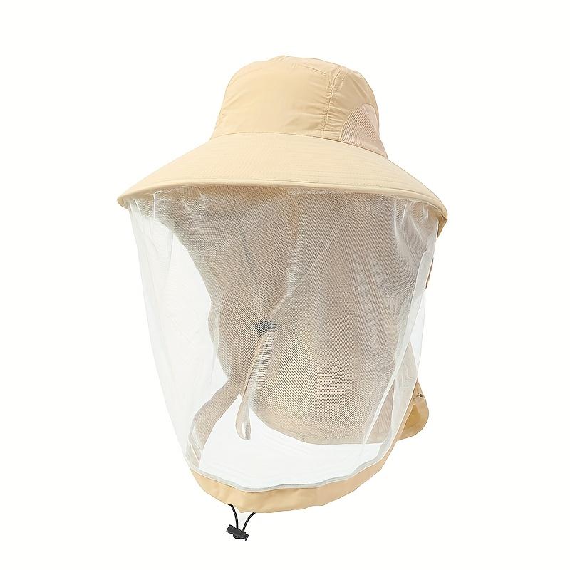 1pc Unisex Outdoor Mesh Hat & Integrated Face Mask - Breathable Fishing Hat with Adjustable Chin Strap