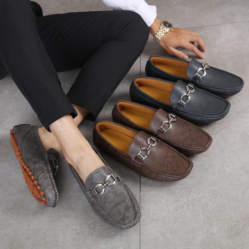 Men's Casual Leather Shoes Lightweight Loafers Moccasins Slip on Classic Male Comfortable Driving Shoe