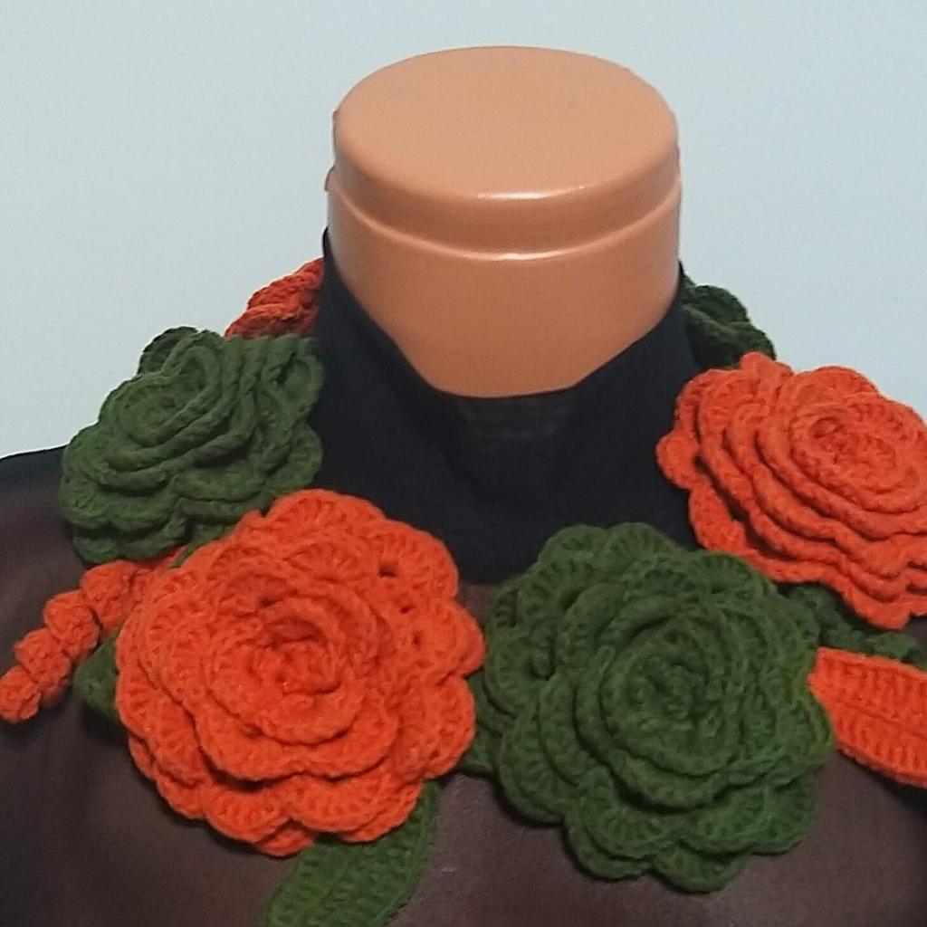 Crochet Lariat,flower Necklace,flower Necklace,flower Lariat,flower Scarf,spring Scarf Necklace Accessories,Handmade Crochet Flower Necklace