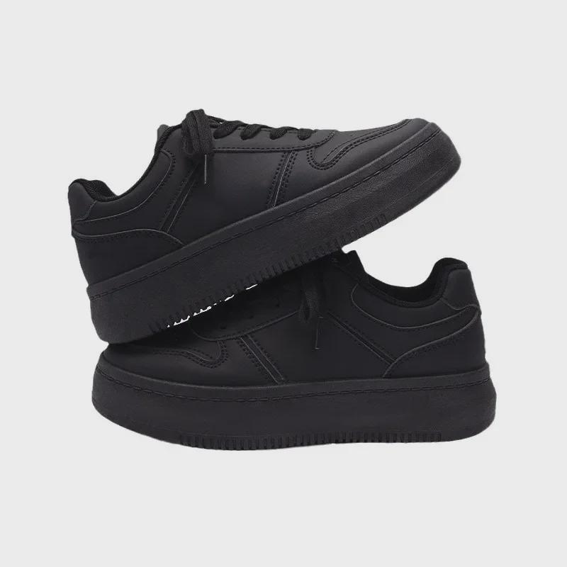 2025 Trendy Campus Style Women's Thick-Soled Black Sneakers - ZHQ-XA120