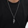 Vnox Stainless Steel Punk Cross Snake Pendant Necklace for Men, Cuban Chain Silver Color Snake Necklaces, Daily Jewelry Gifts